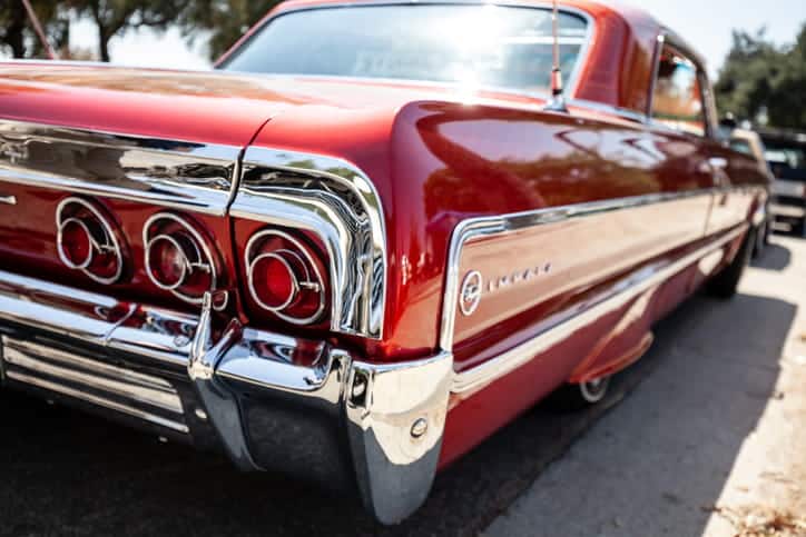 A Closeup Of Red Lowrider. 