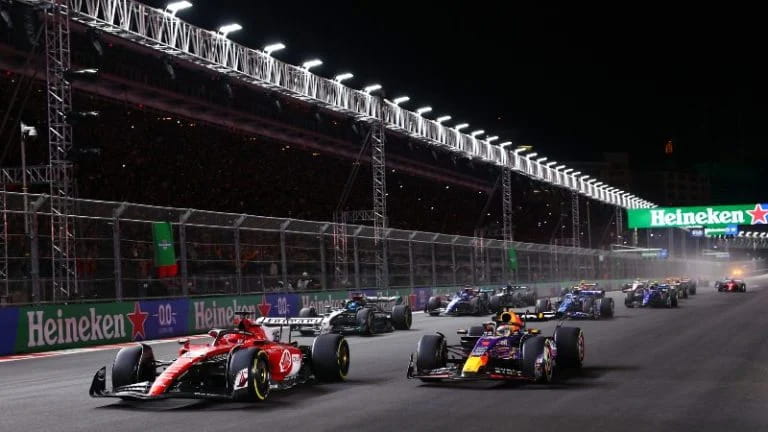 F1 Race Cars On A Track. 